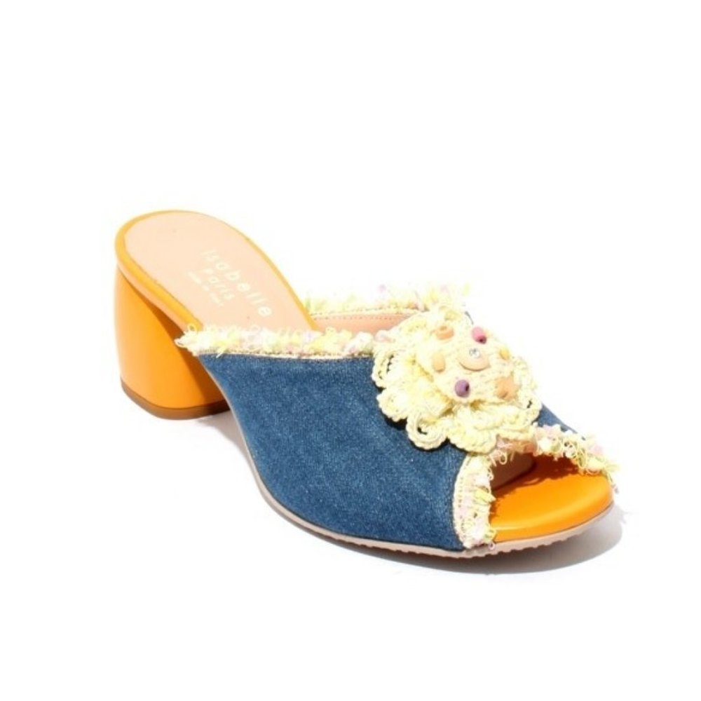 ITALIAN Multi-Color Denim Leather Slide Sandal